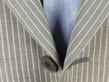 Luigi Bianchi Lubiam Suit 38R Mid Grey Striped 3-Button Wool
