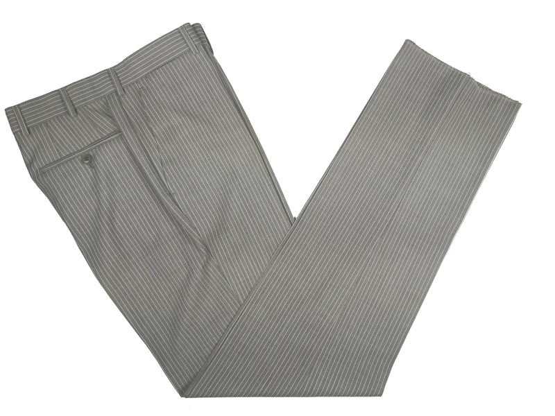 Luigi Bianchi Lubiam Suit 38R Mid Grey Striped 3-Button Wool