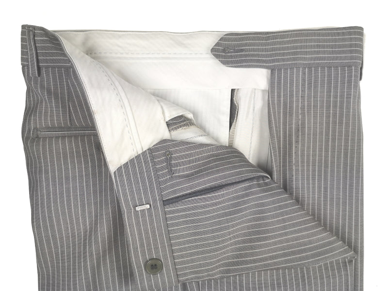 Luigi Bianchi Lubiam Suit 38R Mid Grey Striped 3-Button Wool