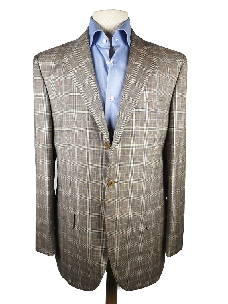 Luigi Bianchi Suit 40R Earthy Grey Plaid 3-Button 150's Wool