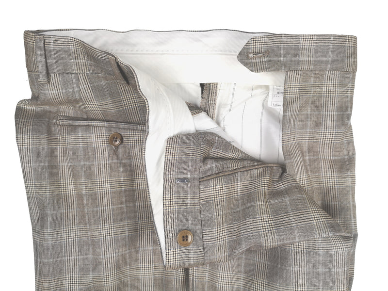 Luigi Bianchi Suit 40R Earthy Grey Plaid 3-Button 150's Wool