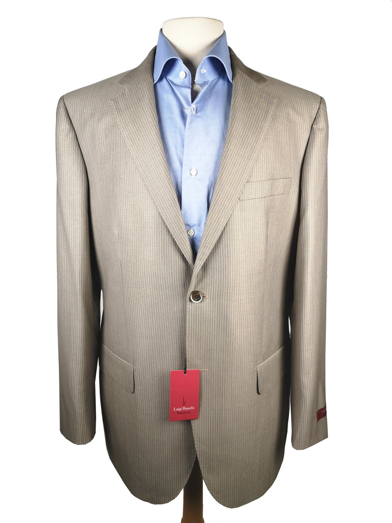 Luigi Bianchi Suit 42R Light Tan Striped 2-button Wool/Cashmere