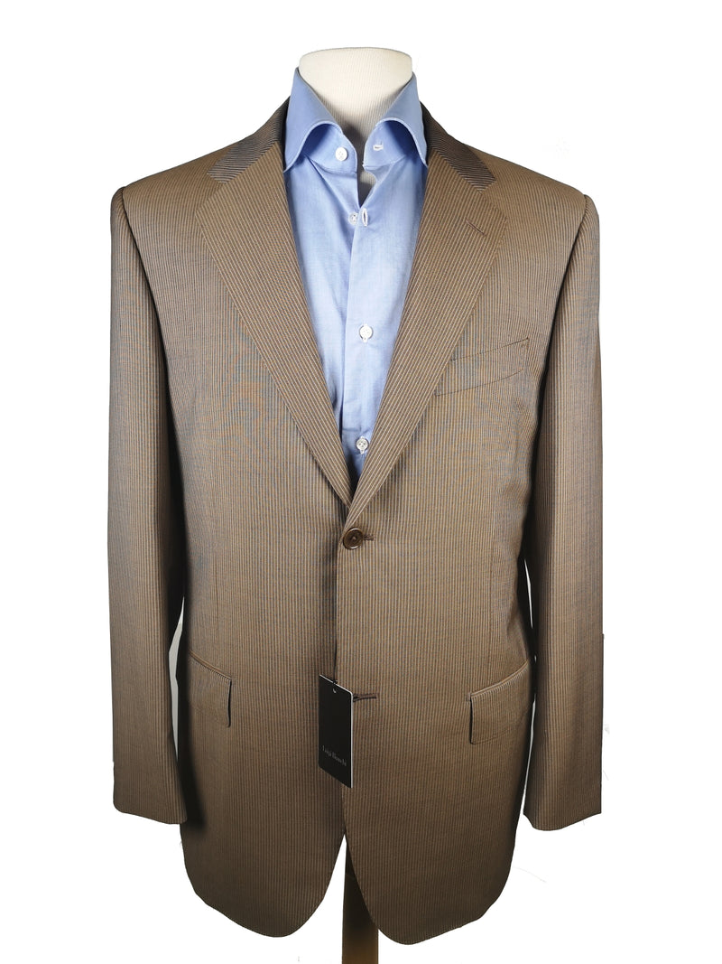 Luigi Bianchi Suit 42R Mid Brown Striped 2-button Wool/Mohair VBC