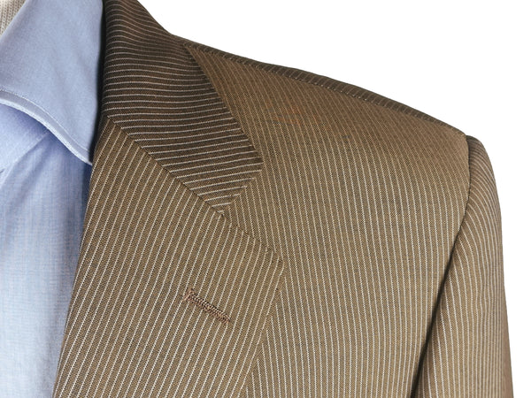 Luigi Bianchi Suit 42R Mid Brown Striped 2-button Wool/Mohair VBC