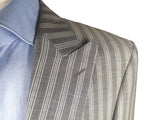 Luigi Bianchi Suit 42R Grey Striped 1-Button Peak Lapel Wool/Mohair