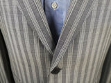 Luigi Bianchi Suit 42R Grey Striped 1-Button Peak Lapel Wool/Mohair