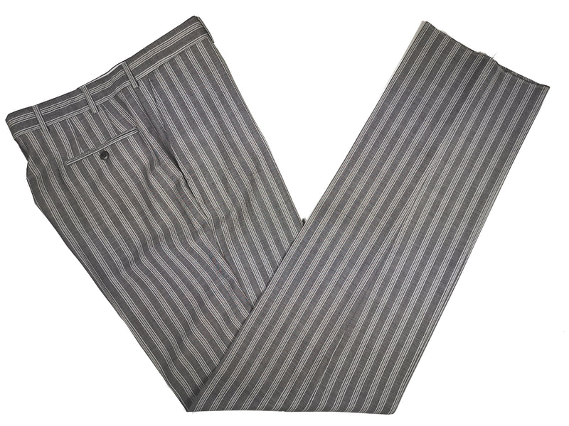 Luigi Bianchi Suit 42R Grey Striped 1-Button Peak Lapel Wool/Mohair