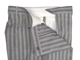 Luigi Bianchi Suit 42R Grey Striped 1-Button Peak Lapel Wool/Mohair