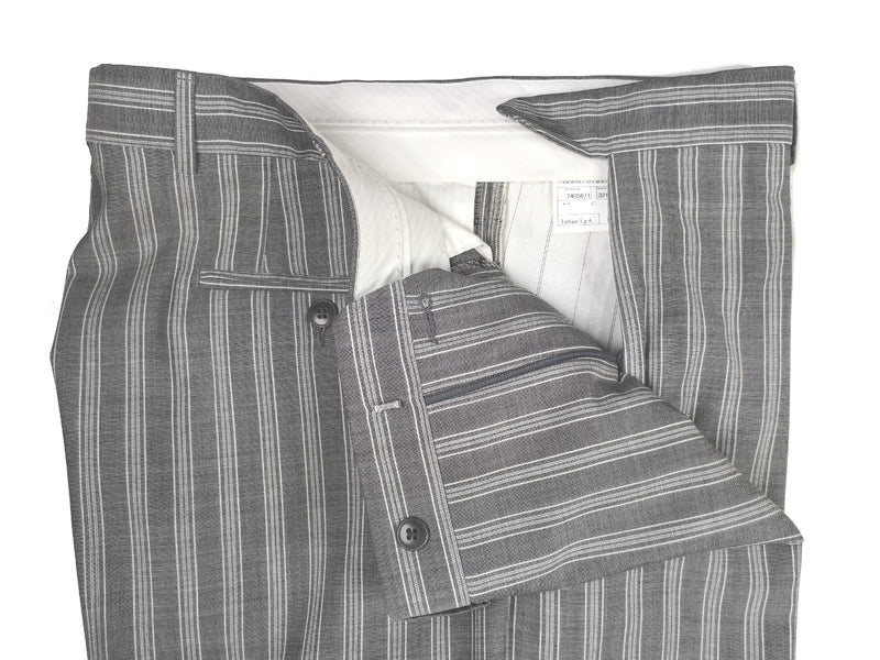 Luigi Bianchi Suit 42R Grey Striped 1-Button Peak Lapel Wool/Mohair