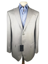 Luigi Bianchi Suit 44R Light Grey Striped 2-Button Peak Lapel Wool