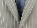 Luigi Bianchi Suit 44R Light Grey Striped 2-Button Peak Lapel Wool