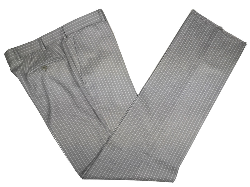Luigi Bianchi Suit 44R Light Grey Striped 2-Button Peak Lapel Wool