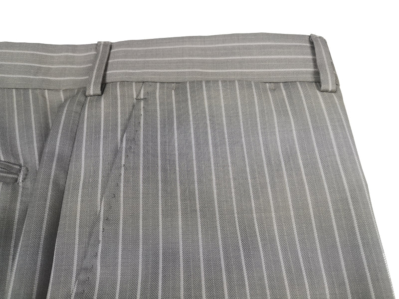 Luigi Bianchi Suit 44R Light Grey Striped 2-Button Peak Lapel Wool