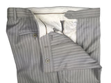 Luigi Bianchi Suit 44R Light Grey Striped 2-Button Peak Lapel Wool