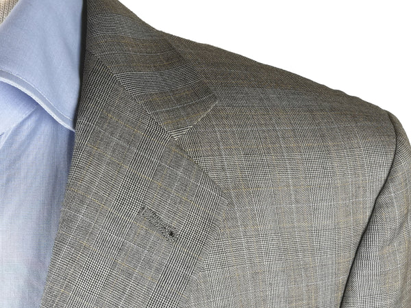 Luigi Bianchi Suit 44R Grey Glen Plaid 3-button Wool VBC