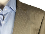 Luigi Bianchi Suit 44R Oatmeal Brown Striped 2-button Wool VBC