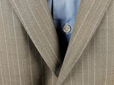 Luigi Bianchi Suit 44R Oatmeal Brown Striped 2-button Wool VBC