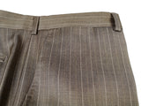 Luigi Bianchi Suit 44R Oatmeal Brown Striped 2-button Wool VBC