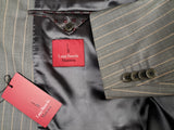 Luigi Bianchi Suit 44R Mid Grey Peach Striped 3-button Wool/Mohair
