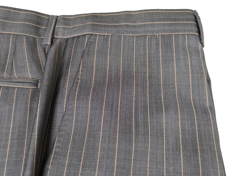 Luigi Bianchi Suit 44R Mid Grey Peach Striped 3-button Wool/Mohair