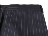 Luigi Bianchi Suit 44R Navy White/Blue Striped 3-button Wool