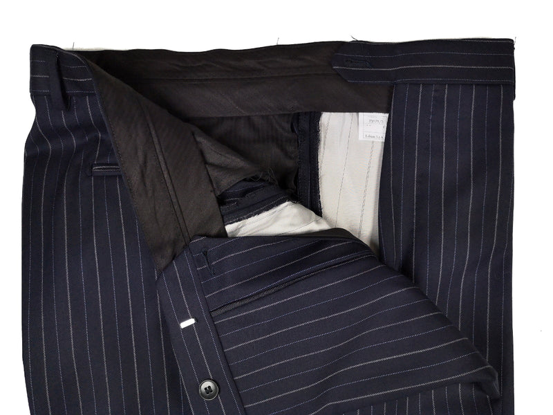Luigi Bianchi Suit 44R Navy White/Blue Striped 3-button Wool