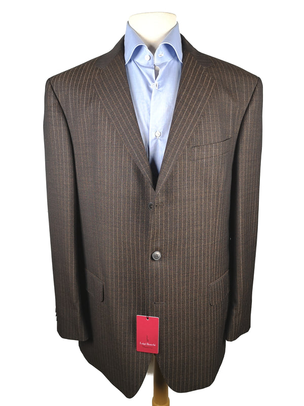 Luigi Bianchi Suit 44R Brown Melange Striped 3-button Wool