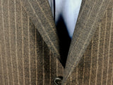Luigi Bianchi Suit 44R Brown Melange Striped 3-button Wool