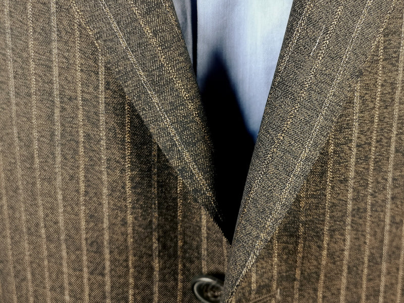 Luigi Bianchi Suit 44R Brown Melange Striped 3-button Wool