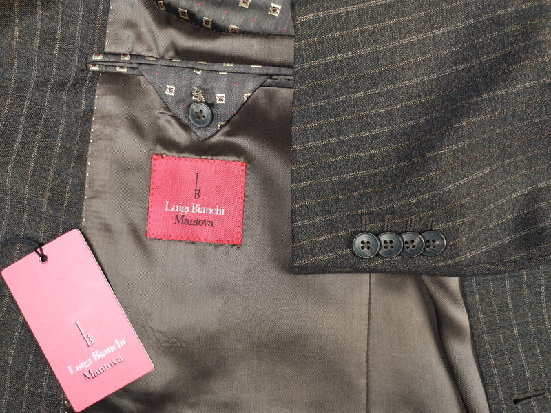 Luigi Bianchi Suit 44R Brown Melange Striped 3-button Wool