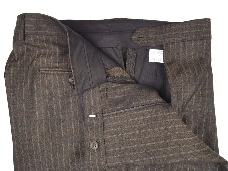 Luigi Bianchi Suit 44R Brown Melange Striped 3-button Wool