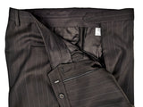 Lubiam Lorenz Nicola Suit 44R Dark Brown Striped 3-button Wool Zegna