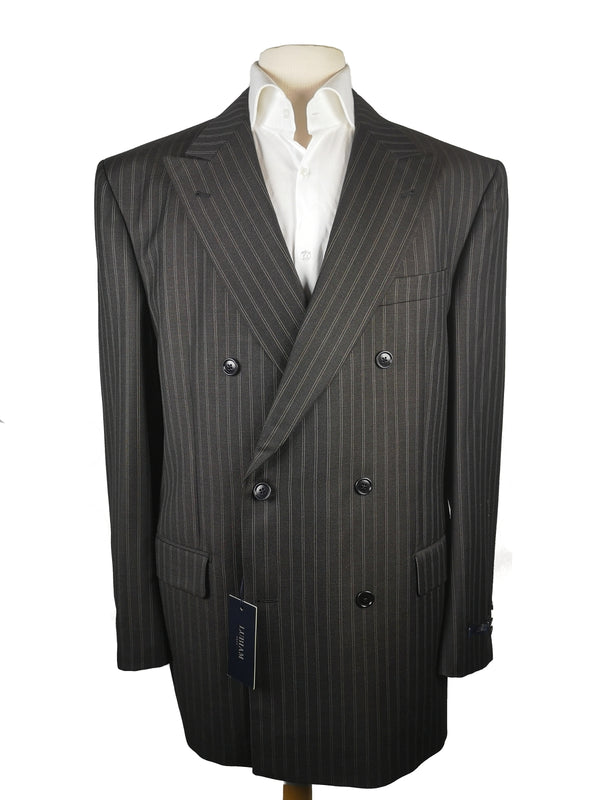 Luigi Bianchi LUBIAM Suit 44R Charcoal Striped Double breasted Wool VBC