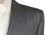 Luigi Bianchi Suit 44R Mid Grey Blue Striped 3-button 120's Wool