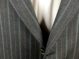 Luigi Bianchi Suit 44R Mid Grey Blue Striped 3-button 120's Wool