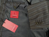 Luigi Bianchi Suit 44R Mid Grey Blue Striped 3-button 120's Wool