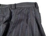 Luigi Bianchi Suit 44R Mid Grey Blue Striped 3-button 120's Wool