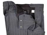 Luigi Bianchi Suit 44R Mid Grey Blue Striped 3-button 120's Wool