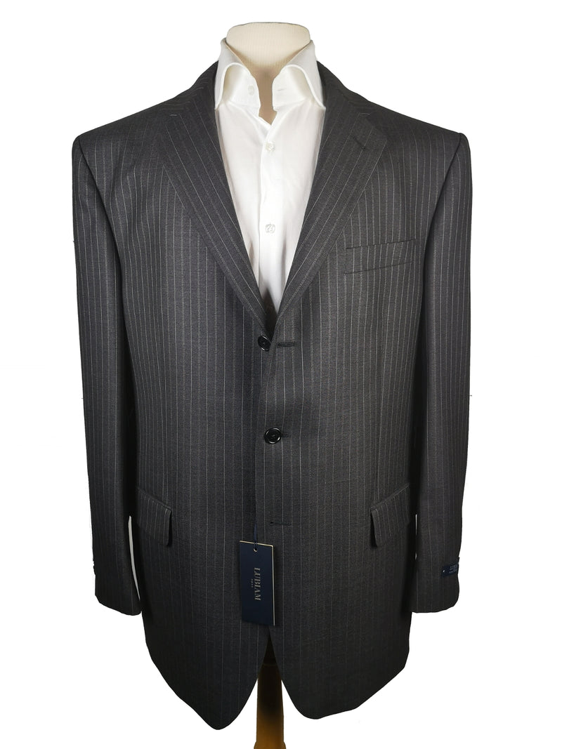 Luigi Bianchi Lubiam Suit 44R Dark Charcoal Multi Stripes 3-button Wool Colombo