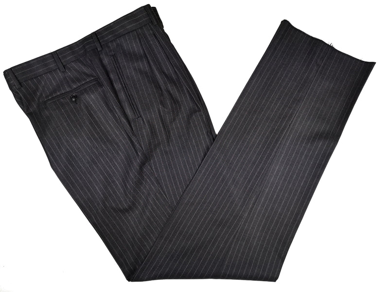 Luigi Bianchi Lubiam Suit 44R Dark Charcoal Multi Stripes 3-button Wool Colombo