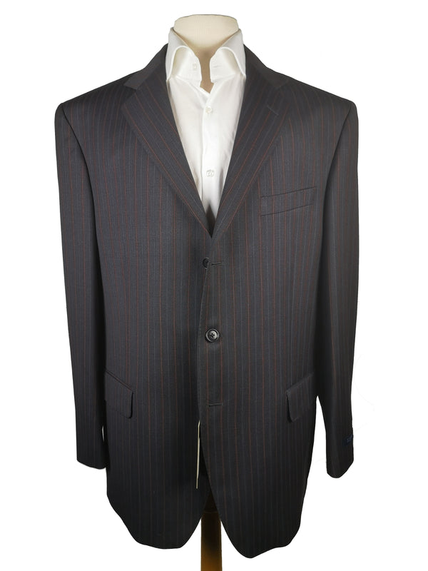 Luigi Bianchi Lubiam Suit 44R Charcoal Variable Brown Striped 3-button Wool Guabello