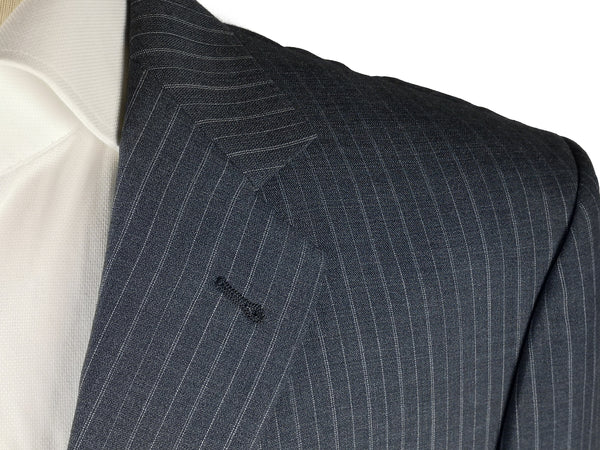 Luigi Bianchi Lubiam Suit 44R Soft Mid Blue Stripes 3-button Wool Reda