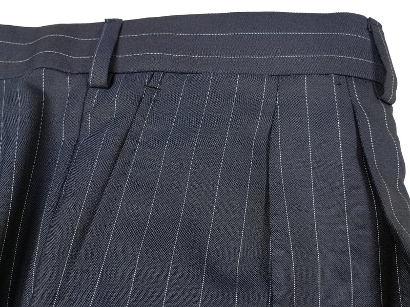 Luigi Bianchi Suit 44R Navy White Beaded Stripes 3-button Wool