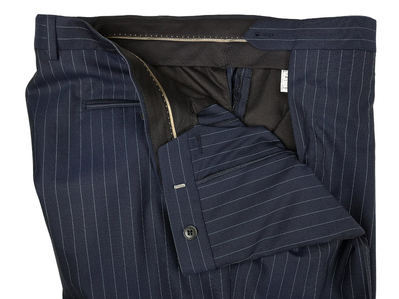 Luigi Bianchi Suit 44R Navy White Beaded Stripes 3-button Wool