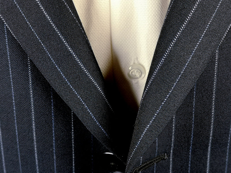 Luigi Bianchi Suit 44R Navy Royal Blue Stripes 3-button 140's Wool