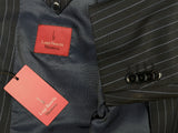 Luigi Bianchi Suit 44R Navy Royal Blue Stripes 3-button 140's Wool