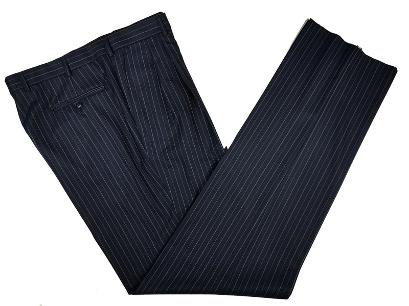 Luigi Bianchi Suit 44R Navy Royal Blue Stripes 3-button 140's Wool
