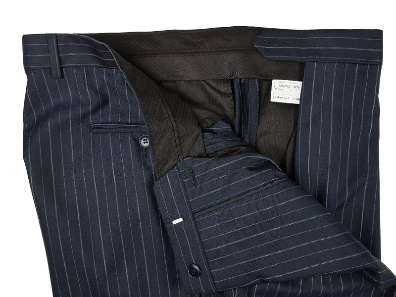 Luigi Bianchi Suit 44R Navy Royal Blue Stripes 3-button 140's Wool