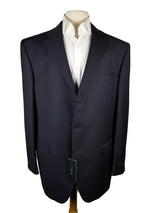 Luigi Bianchi Lubiam Suit 44R Solid Navy Blue 3-button Wool Zegna