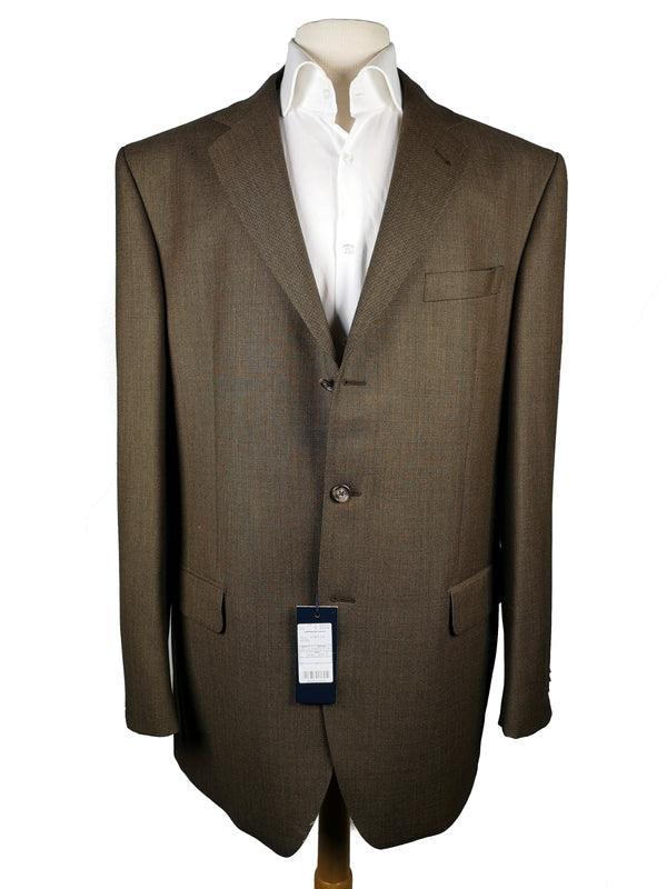 Luigi Bianchi Lubiam Suit 44L Brown Nailhead 3-button Wool VBC